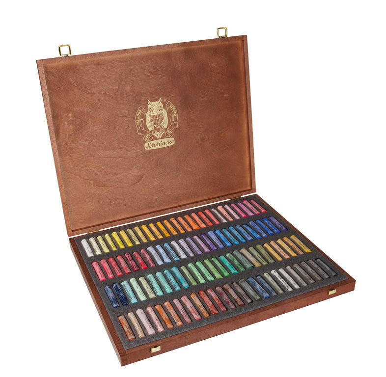 Assortiemnt 100 pastels, boite en bois