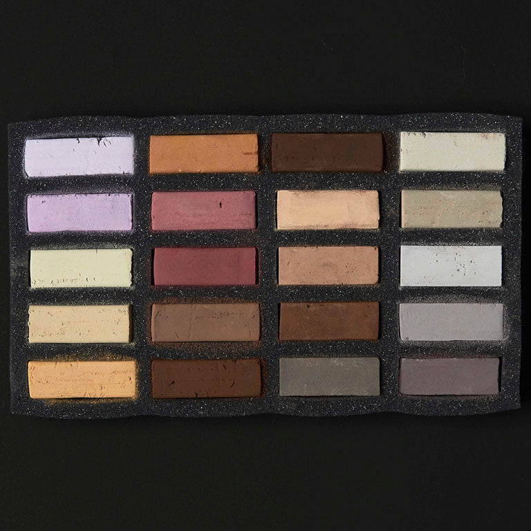 Ensemble de 20 pastels carrés TendOcre Couleurs Peau