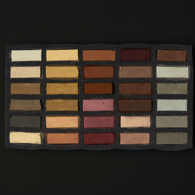Ensemble de 30 pastels carrés- Terre