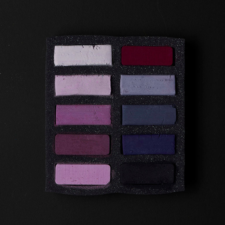 Ensemble de 10 pastels carrés TendOcre Violet