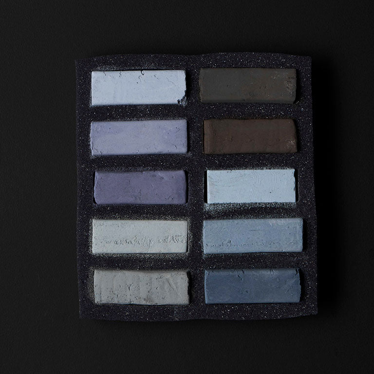 Ensemble de 10 pastels carrés TendOcre Gris Chaud