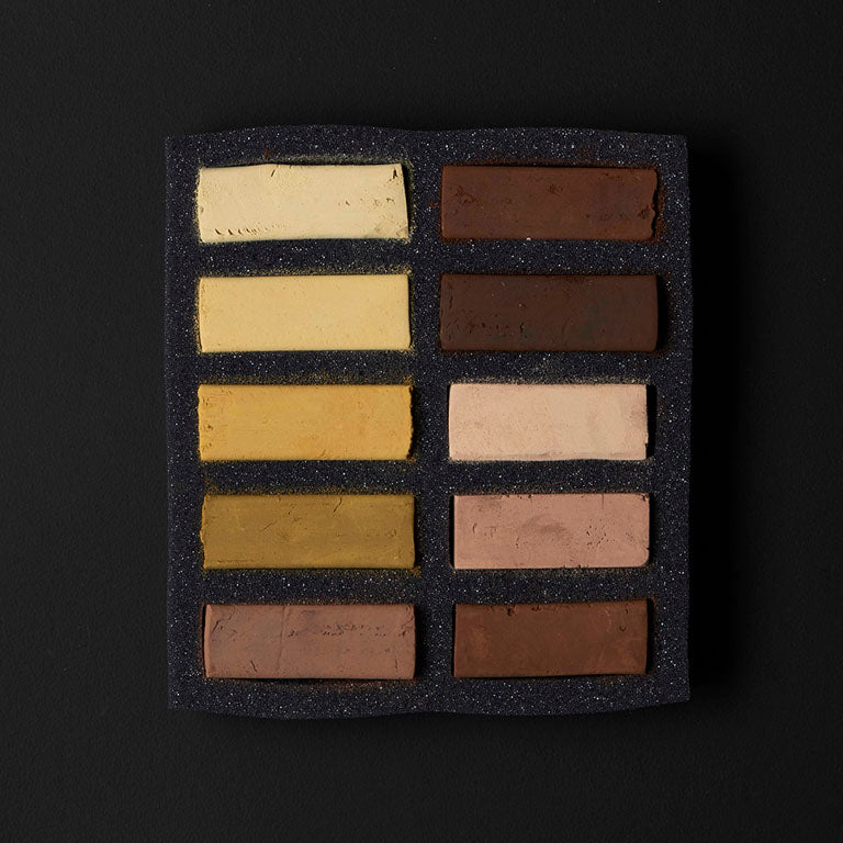Ensemble de 10 pastels carrés TendOcre Ocre et TerOcre de Sienne