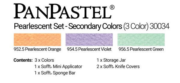 Charte de couleurs - Ensemble PanPastel - Couleurs Nacrées Secondaires (3 Couleurs) - Pearlescent