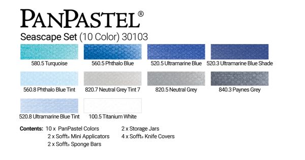 Charte de couleurs - Ensemble PanPastel - Couleurs pour Paysages Marins (10 Couleurs)
