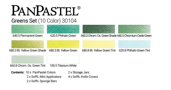 Charte de couleurs - Ensemble PanPastel - Verts (10 Couleurs)