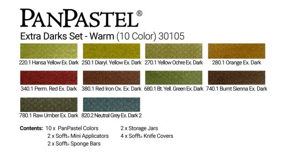 Charte de couleurs-Ensemble PanPastel - Nuances Extra Foncées Chaudes (10 Couleurs)