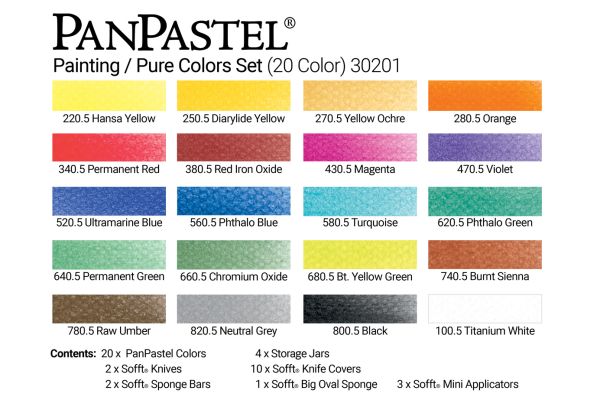 Charte de couleurs - Ensemble PanPastel Couleurs Pures (20 Couleurs)