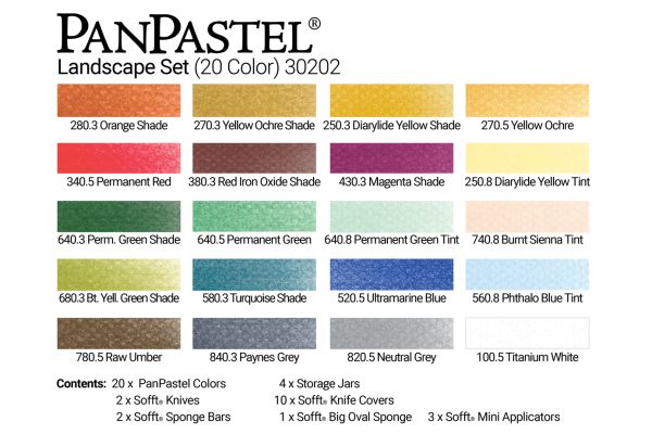 Charte de couleurs - Ensemble PanPastel - Couleurs pour Paysage (20 Couleurs)
