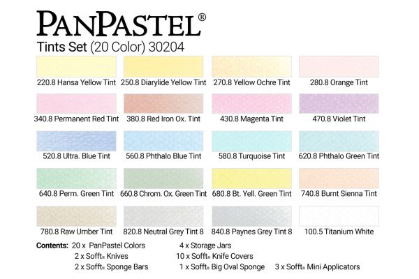 Charte de couleurs - Ensemble PanPastel - Teintes (20 Couleurs)
