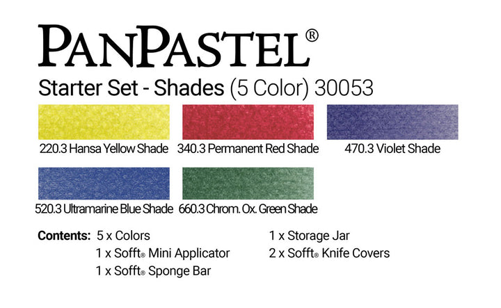 Charte de couleurs - Ensemble PanPastel - Démarrage - Nuances (5 Couleurs)