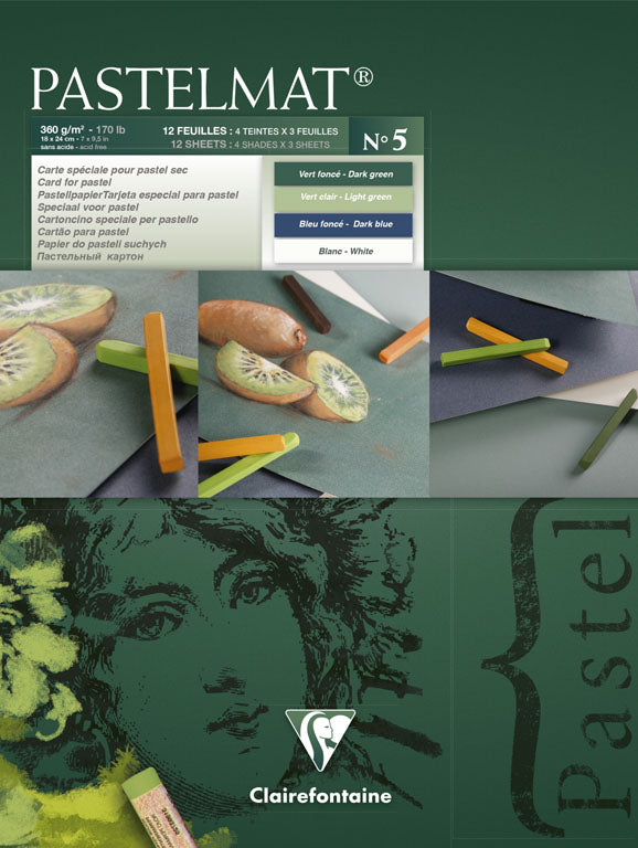 Tablette de papier pastels 12 feuilles section #5 (Vert Clair, Vert Foncé, BleuFoncé , Blanc) 12" X 16 ( 30 X 40 cm)