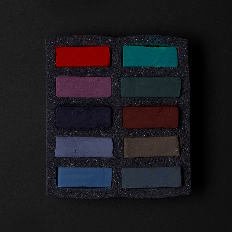 Ensemble de 10 pastels carrés TendOcre Noir Foncé