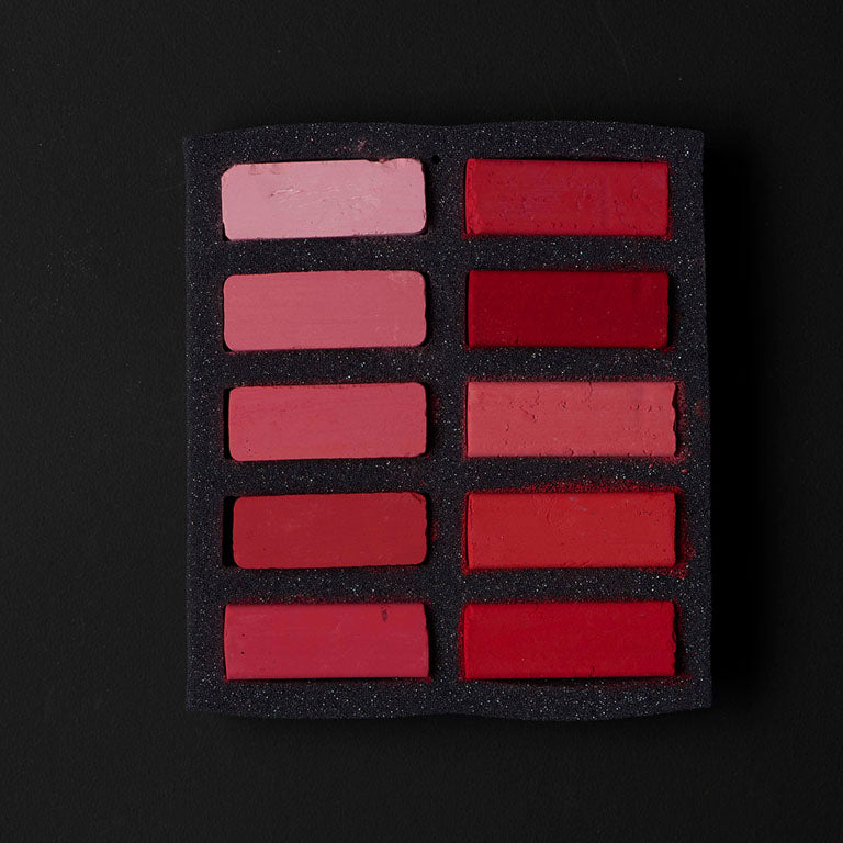 Ensemble de 10 pastels carrés TendOcre Rouge
