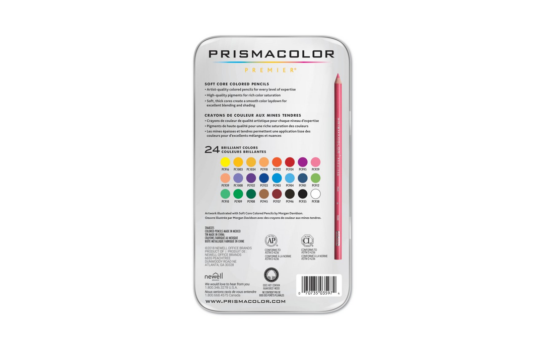 Crayons de couleur Prismacolor Ensemble de 24
