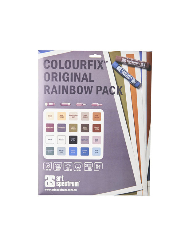 20 feuilles _Papier Colourfix (Medium) 23 X 30 cm 340 gsm Arc-en-ciel 