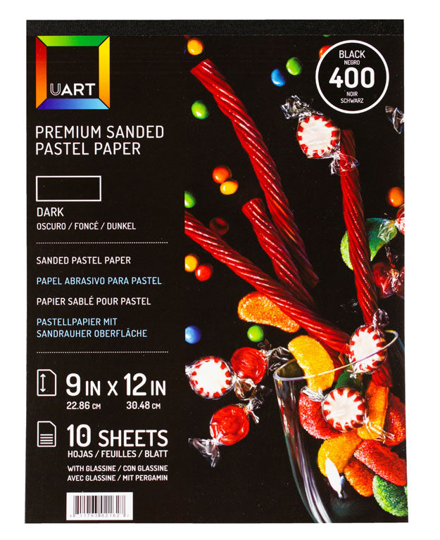 Tablette de papier pastels Papier 9"X12" Foncé Grain 400 (10 Feuilles)