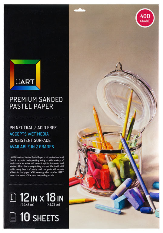 Papier Pastel 12" X 18" Couleur Chamois; Grain 400 (paquet de 10 feuilles)