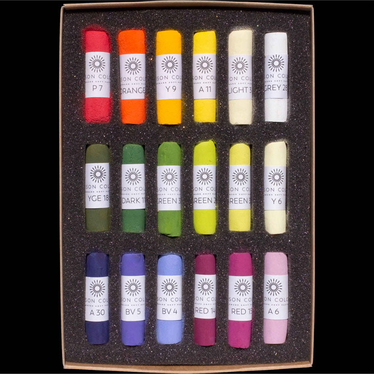 Ensemble Botanique 18 pastels, boite de carton